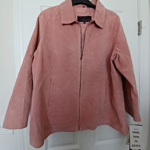 Women's Dusty Rose Suede Zip-Front Jacket